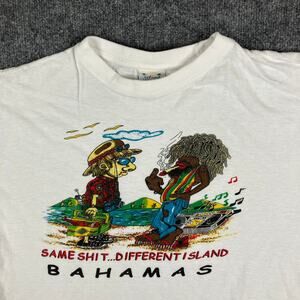 Island Dreams T-Shirt Womens XXL White Bahamas Graphic Rasta Tourist Vintage 90s